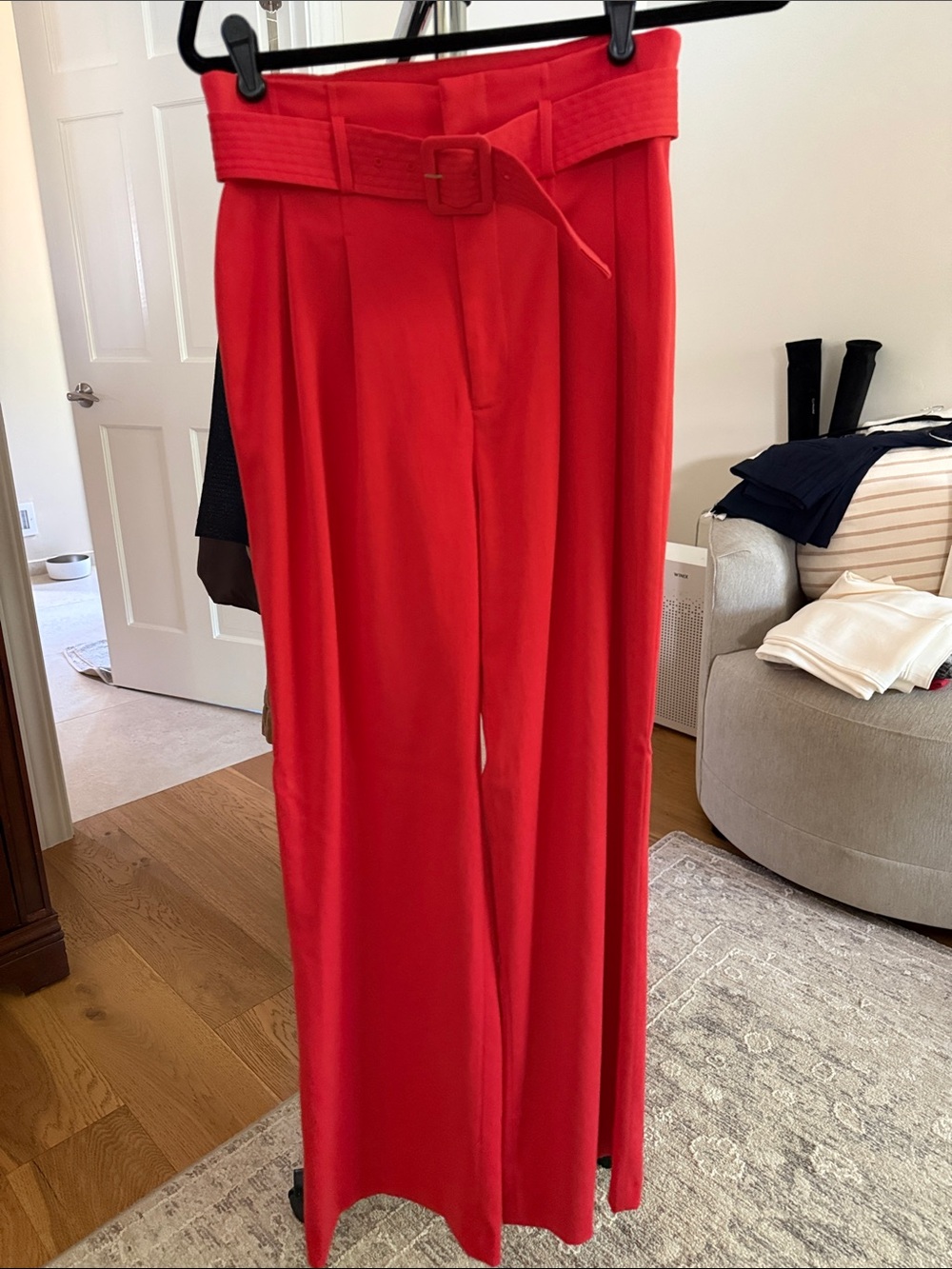 ANTONIO MELANI coral High-Waist Belted Wide-Leg Pants 4 euc